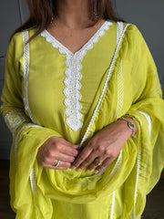 Muslin Cotton Suit (Lime) (With Lining in Shirt)