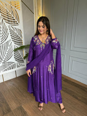 Silk Embroidered A line Suit (Shehnaz)