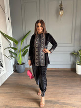 Velvet front embroided co-ord set