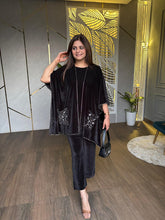 Velvet embroided co-ord set with jacket