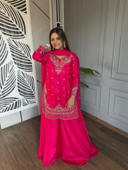 Crepe fabric sharara suit with handwork detailing (Haseena)
