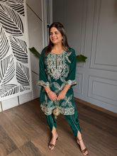 Chinnon chiffon embroided suit with full dupatta (Bella)