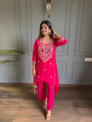 Crepe hand embroided mirror work co-ord set (Sheesha)