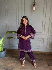 All new farshi salwar woollen embroided co-ord set (Noora)