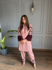 Daffodil wool farshi salwar embroided suit (Pinky)