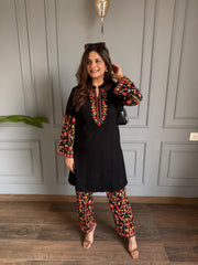 Woollen co-ord set with Kashmiri embroidery (Elina)