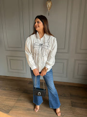 Cotton bow shirt with stud work (Bow)