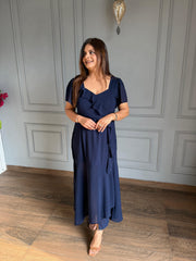 Long frill dress in big sizes (Flower)