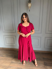 Long frill dress in big sizes (Flower)