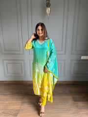 Muslin embroided ombre suit with lining on shirt (Somya)