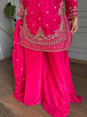 Crepe fabric sharara suit with handwork detailing (Haseena)