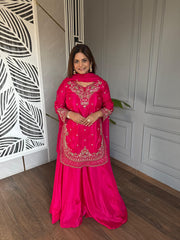 Crepe fabric sharara suit with handwork detailing (Haseena)