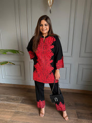 Kashmiri embroided woollen co-ord set (Maple)