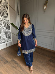 Cotton silk farshi salwar co-ord set with potli (Seher)