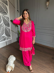Cotton silk farshi salwar co-ord set with potli (Seher)