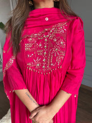 Embroided cotton silk A line suit (Myra)