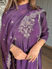 Embroided cotton silk A line suit (Myra)