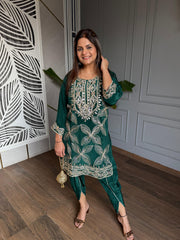 Chinnon chiffon embroided suit with full dupatta (Bella)