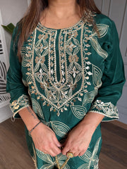 Chinnon chiffon embroided suit with full dupatta (Bella)