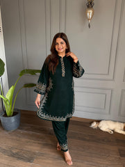All new farshi salwar woollen embroided co-ord set (Noora)