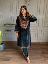 Velvet embroided winter pheran set (Isha)