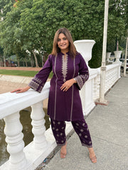 Gurnaaz 2 piece embroided woollen farshi salwar co-ord set