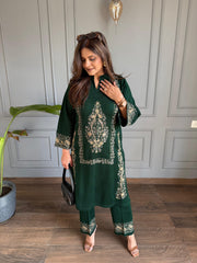 Woollen 2 piece woollen embroided co-ord set (Bindu)