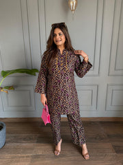 Full embroided velvet corduroy co-ord set with lining (Ariana)