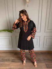 Woollen co-ord set with Kashmiri embroidery (Elina)