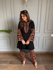 Woollen co-ord set with Kashmiri embroidery (Elina)