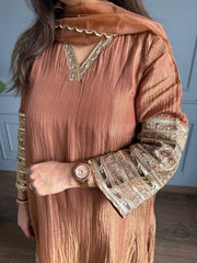 Crushed tissue suit with beautiful organza dupatta (Sharda)