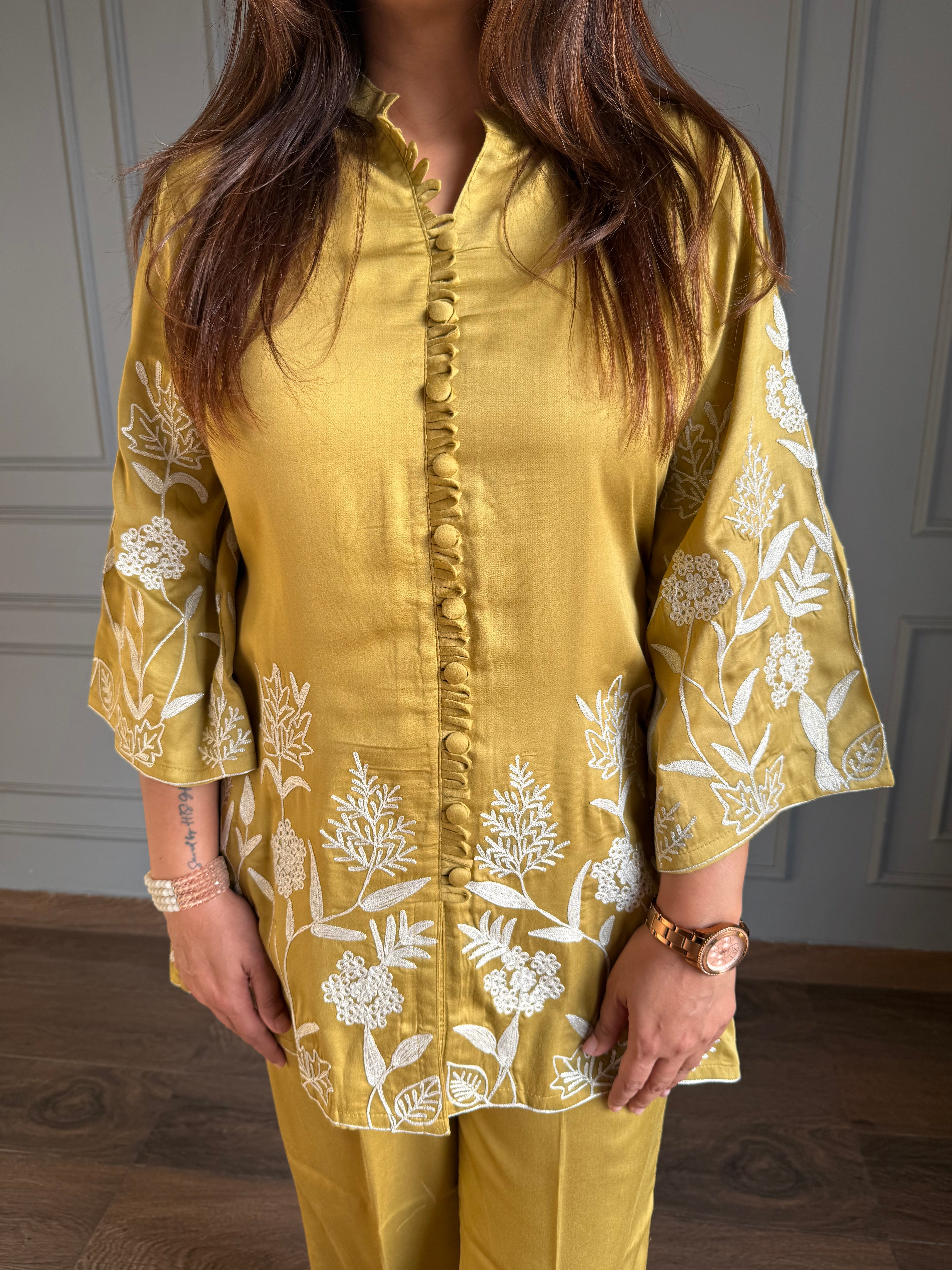Cotton silk super soft embroided co-ord (Friday)