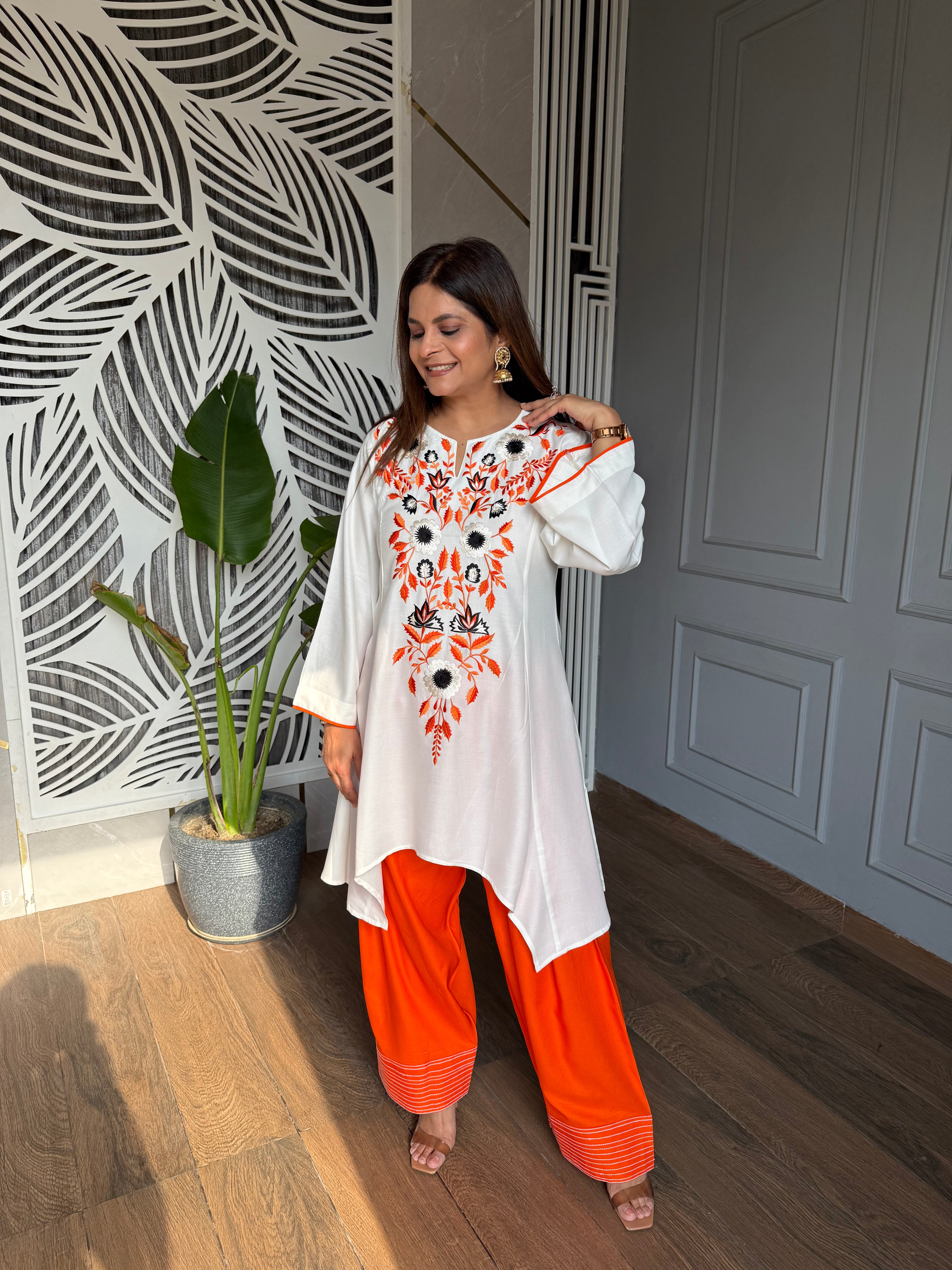 Farshi salwar cotton embroided co-ord set