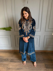 Velvet pheran set with kashmiri embroidery (Jasmin)