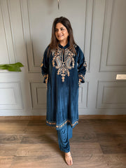 Velvet pheran set with kashmiri embroidery (Jasmin)