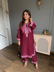 Pure wool pashmina aari work embroidered pheran sets (Gunjan)