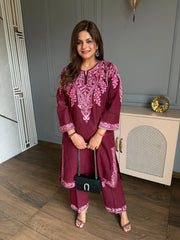 Pure wool pashmina aari work embroidered pheran sets (Gunjan)