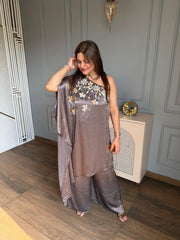 Super pretty hand embroidered one shoulder indo western festive launch (Yashika)