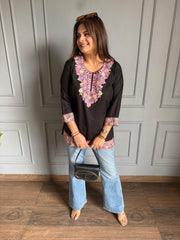 Kashmiri embroidered short cotton kurti (Vaani)