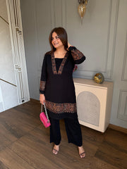 Woollen embroidered A line co-ord set (Inara)