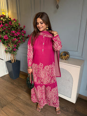 (Sona) Premium knitted jacquard woollen shara set