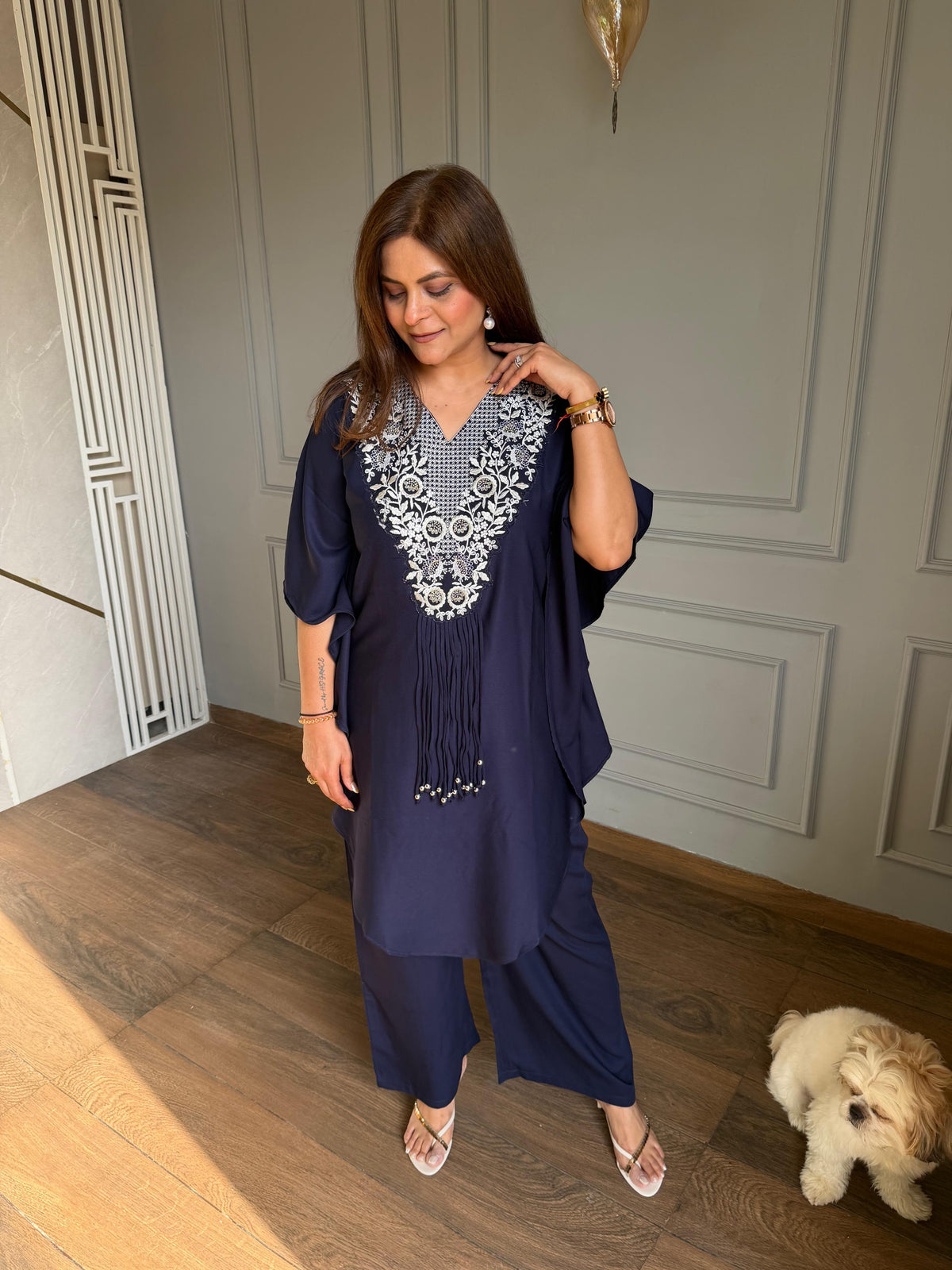 Cotton embroidered summer kaftaan set (Adhya)