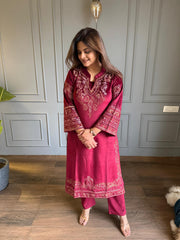 Kashmiri embroided velvet set (Apple)