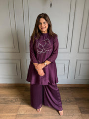 Chinnon chiffon hand embroidered 2 piece co-ord set (Mulberry)