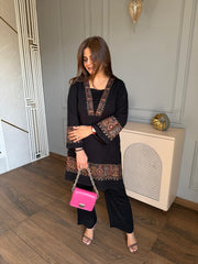 Woollen embroidered A line co-ord set (Inara)