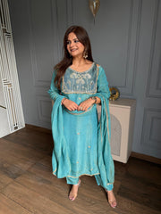 Crush tissue embroidered suit with cotton lining (Shana)