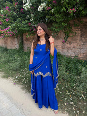 Beautiful chinnon chiffon real mirror work suit with full lining and sleeves attached suit (Amal)