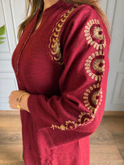 2 Piece woollen embroided side pocket embroidered co-ord set (Neelam)