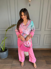 Crepe real mirror detailing farshi co-ords (Aradhya)