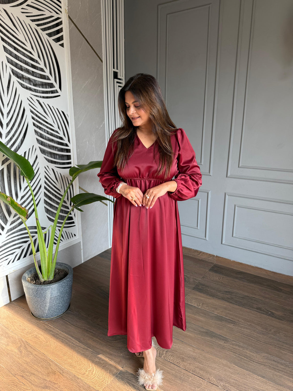 Imported satin cotton dress (Kitty)